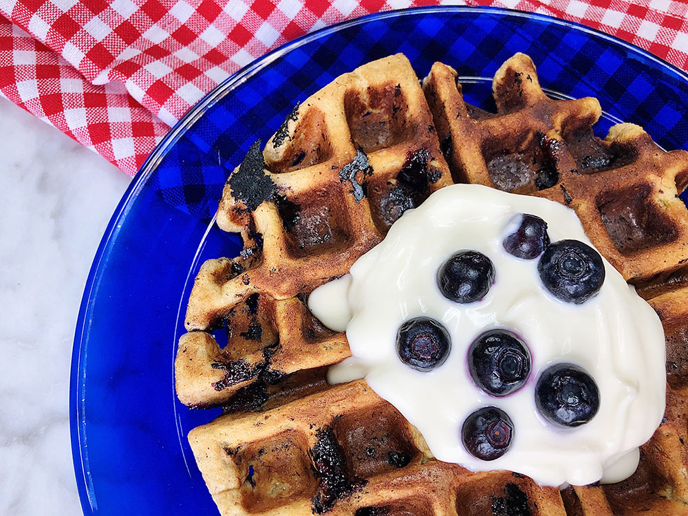 Close-up of the comforting power waffles