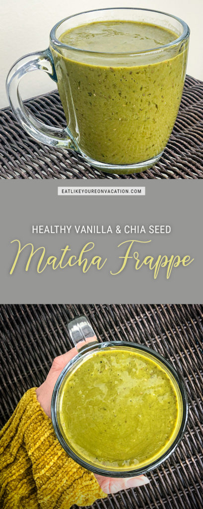 Healthy Vanilla & Chia Seed Matcha Frappe